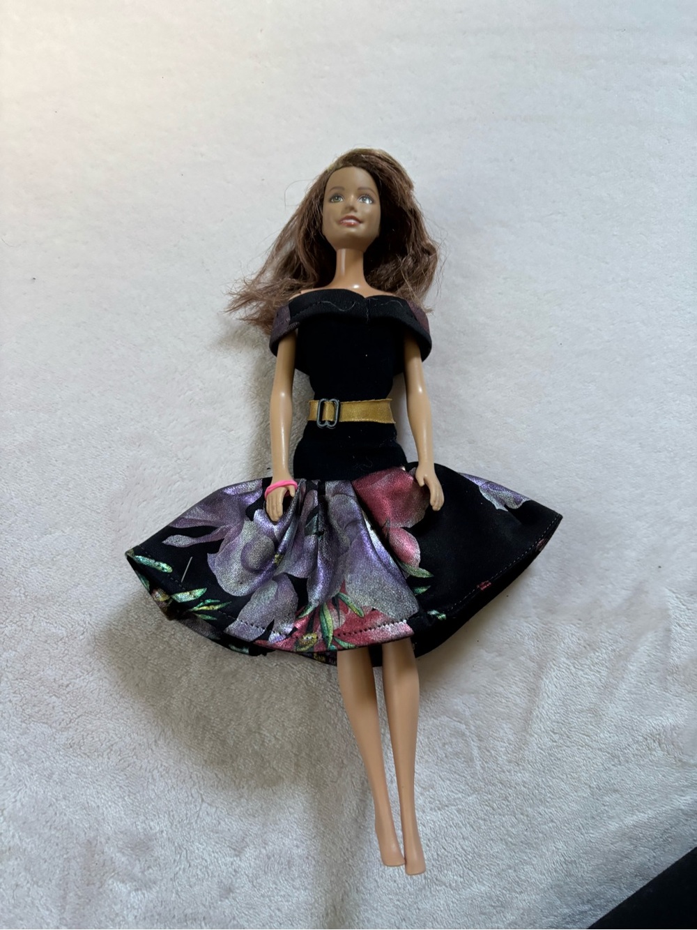 Barbie Black Skater Skirt with Purple and Pink Floral Print